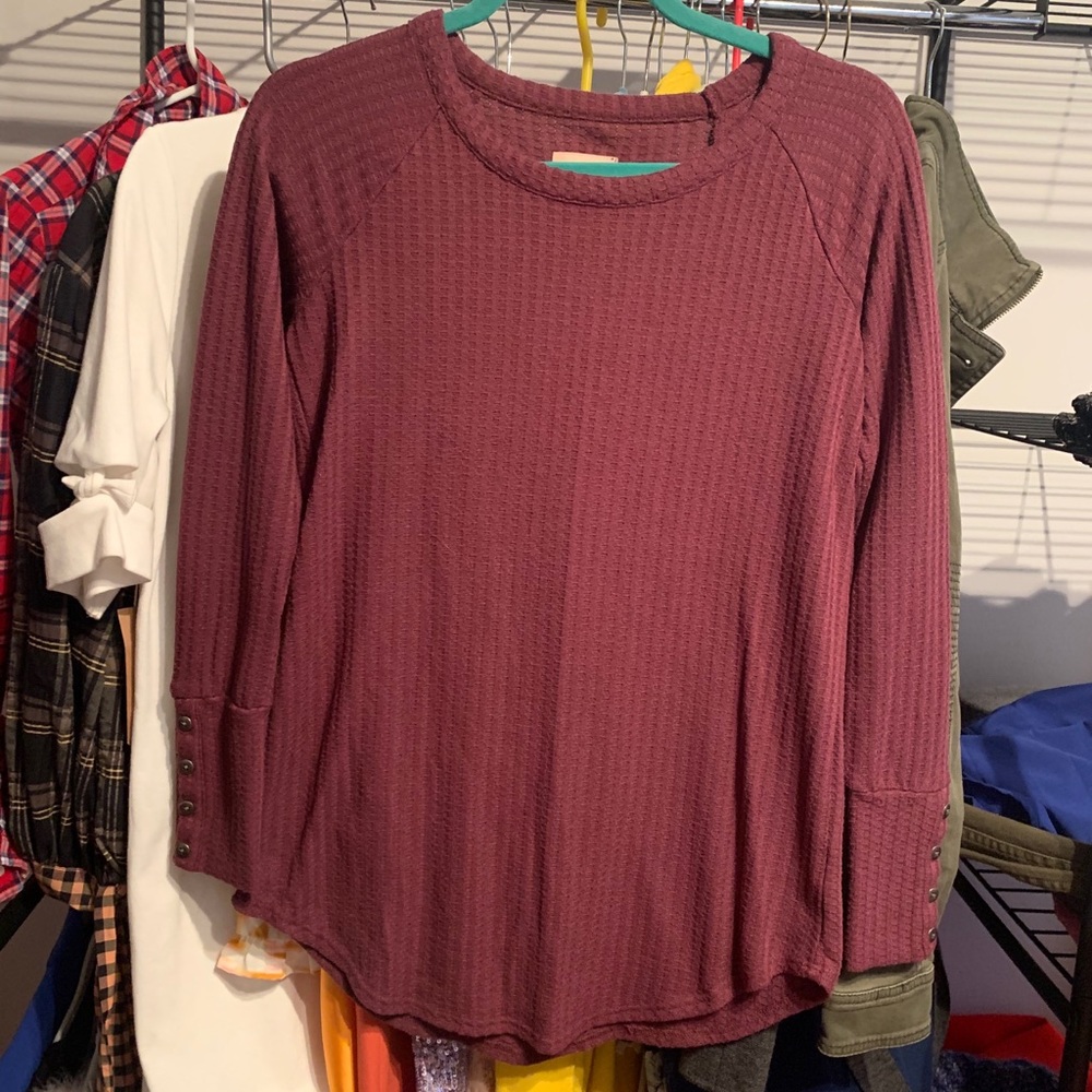 ❤️Chaser burgundy Thermal Long Sleeve Tee Shirt❤️
